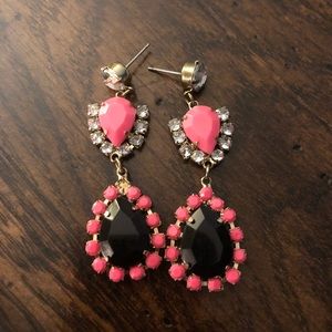 Black & Pink Drop Earrings